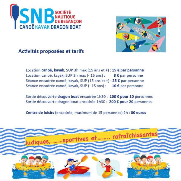 Locations estivales à la SNB Du 1 juin au 30 sept 2024